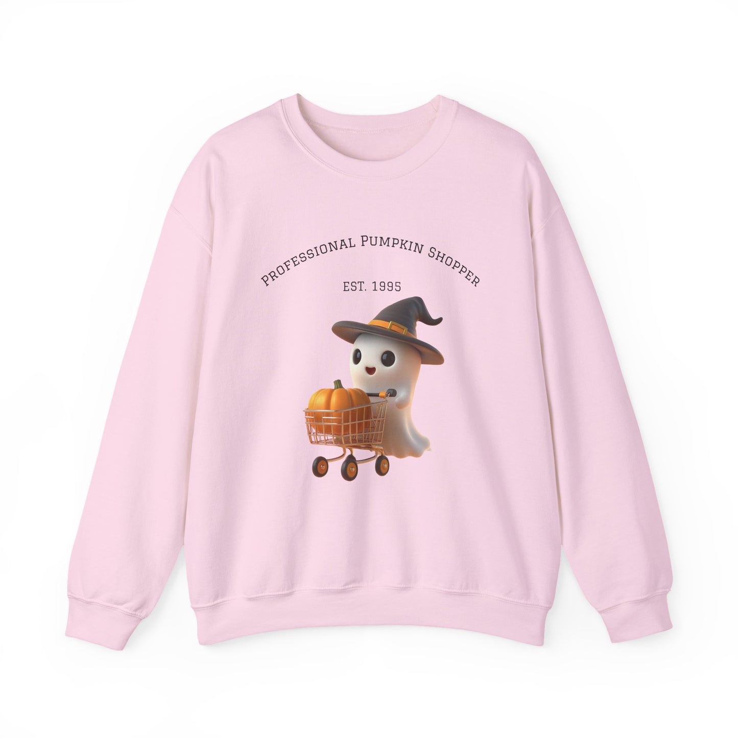 Cute Halloween Ghost Shopper Sweatshirt - Professional Pumpkin Shopper, Cozy Fall Apparel, Unisex Sweatshirt, Halloween Gift, Seasonal Fashion