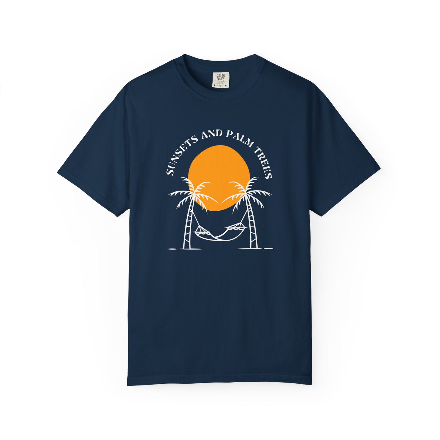 Sunset and Palm Trees T-shirt, Unisex Relaxed Tee, Summer Vibes Shirt, Vacation Attire, Beach Lover Gift, Casual Wear