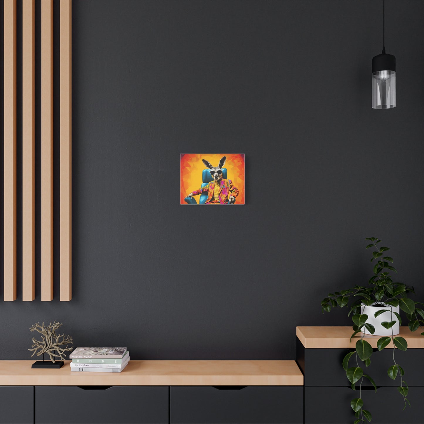 Colorful Kangaroo Wall Art - Retro Stretched Canvas