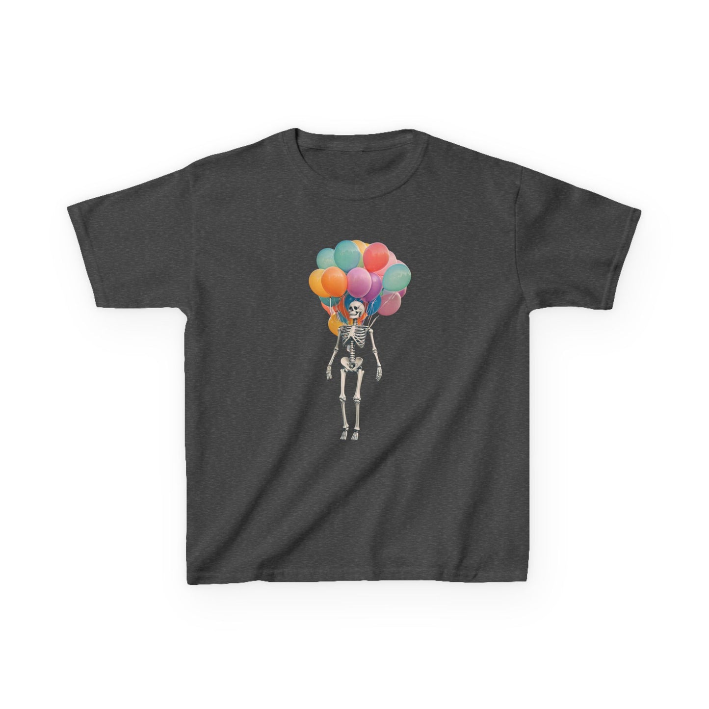 Kids Skeleton Balloon Tee - Fun Halloween Shirt, Birthday Gift, Unique Kids Tee, Playful Cotton Shirt, Holiday Apparel, Cute Skeleton Design