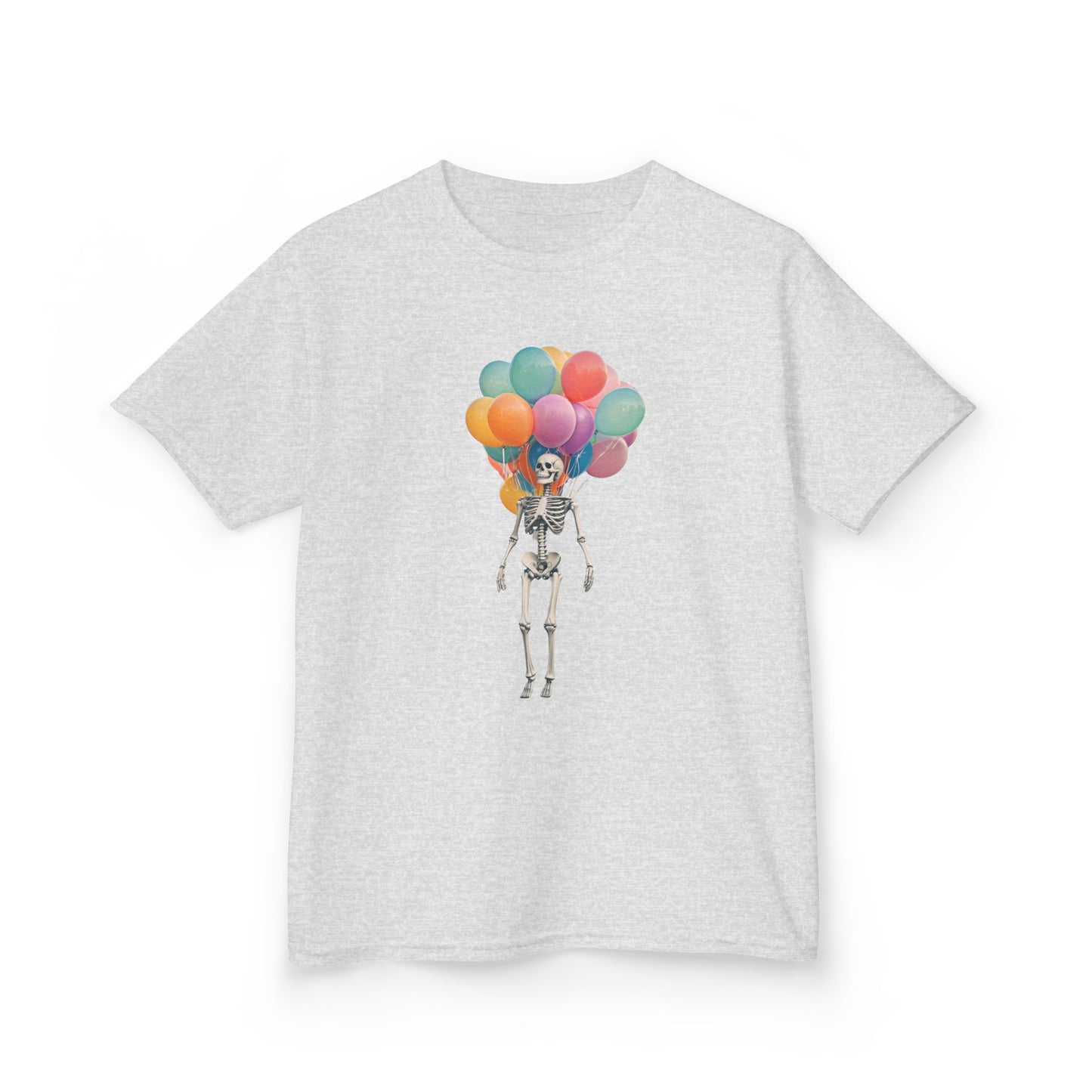Kids Skeleton Balloon Tee - Fun Halloween Shirt, Birthday Gift, Unique Kids Tee, Playful Cotton Shirt, Holiday Apparel, Cute Skeleton Design