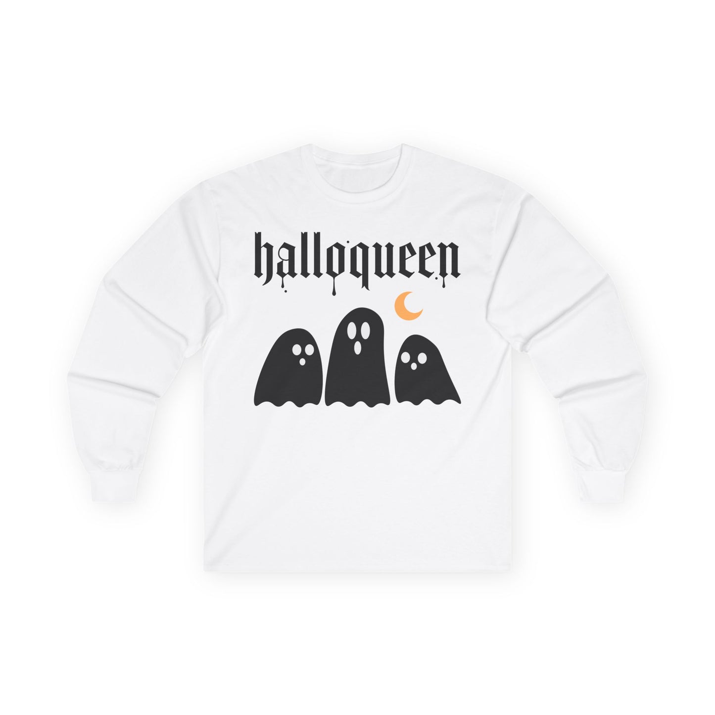 Unisex Halloween Ghosts Long Sleeve Tee - 'Halloqueen'