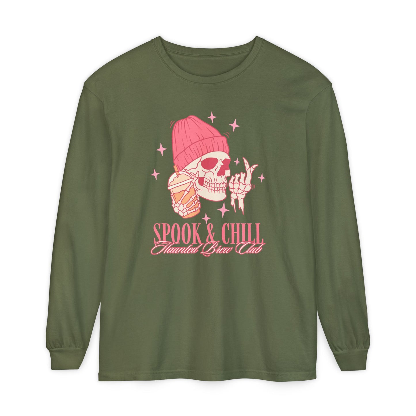 Spook & Chill Long Sleeve T-Shirt, Cozy Fall Fashion, Unisex Graphic Tee, Halloween Outfit, Trendy Gift for Friends