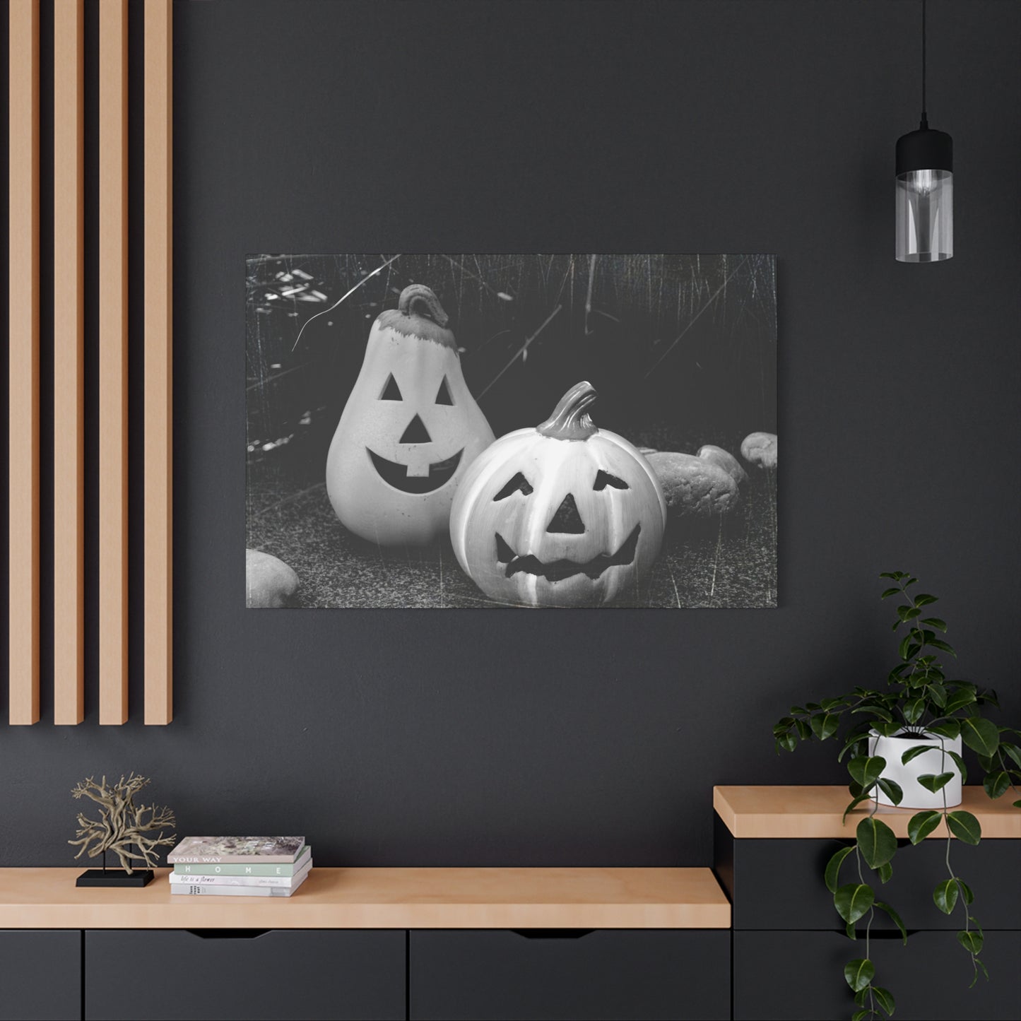 Halloween Pumpkin Canvas Wall Art, Spooky Home Decor, Fall Decoration, Autumn Art, Halloween Gift