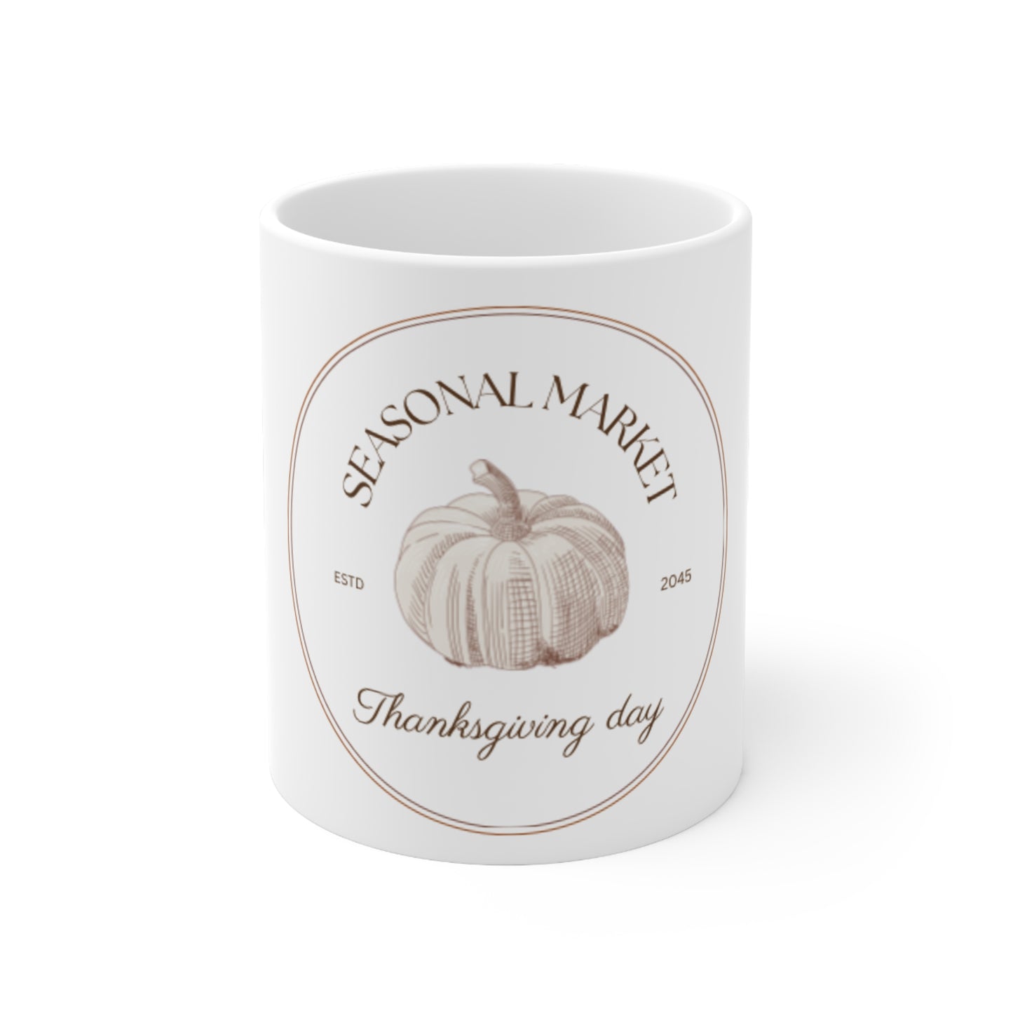 Thanksgiving Pumpkin Mug, Seasonal Market Coffee Cup, Fall Decor Gift, Autumn Beverage Container, Harvest Celebration Drinkware