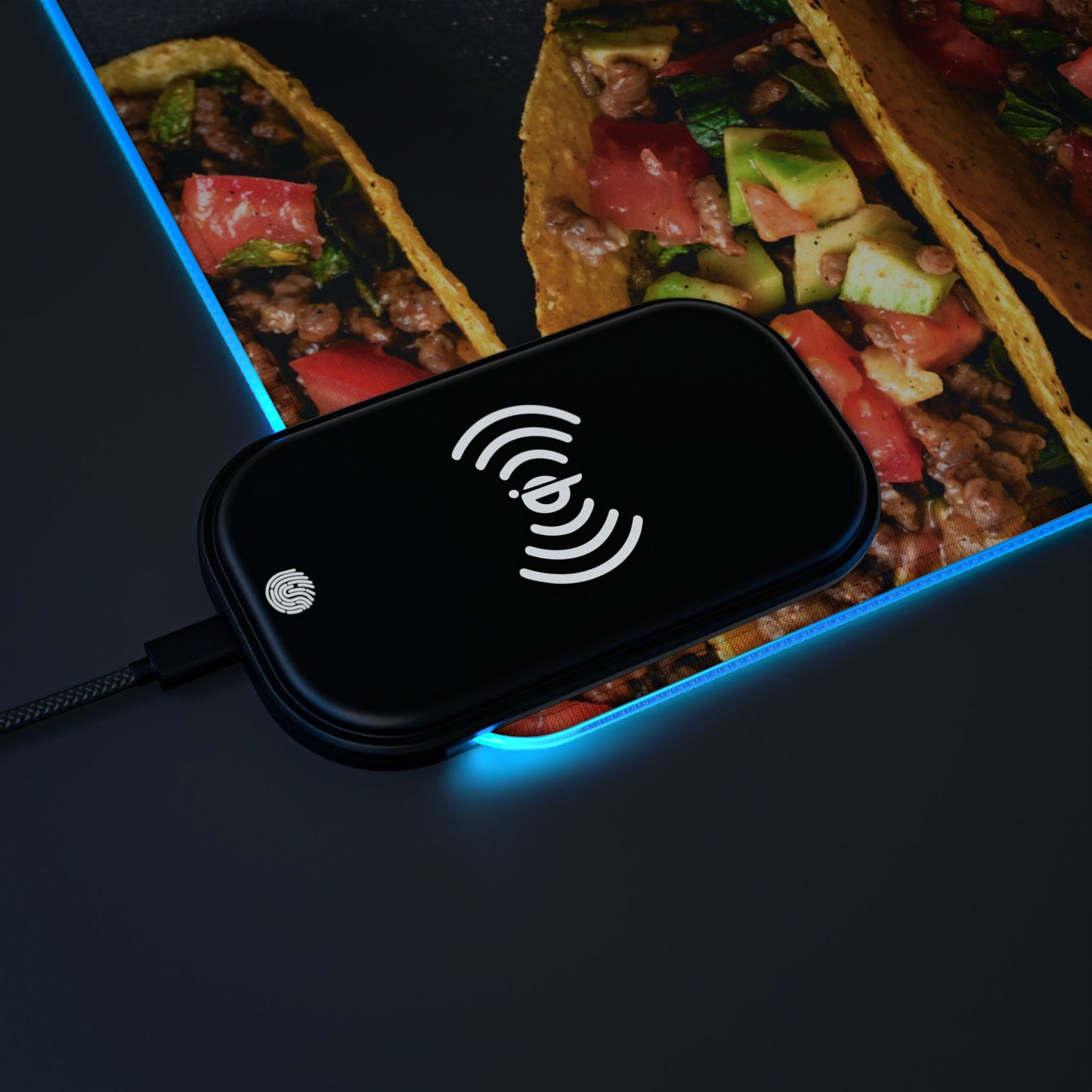 LED Gaming Mouse Pad with Wireless Charging - Fun Taco Theme
