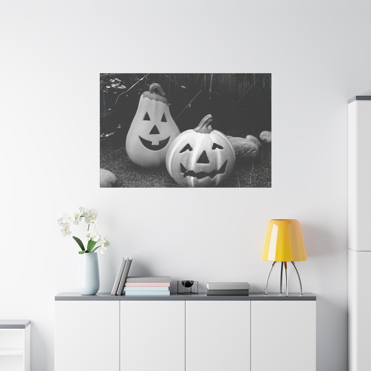 Halloween Pumpkin Canvas Wall Art, Spooky Home Decor, Fall Decoration, Autumn Art, Halloween Gift