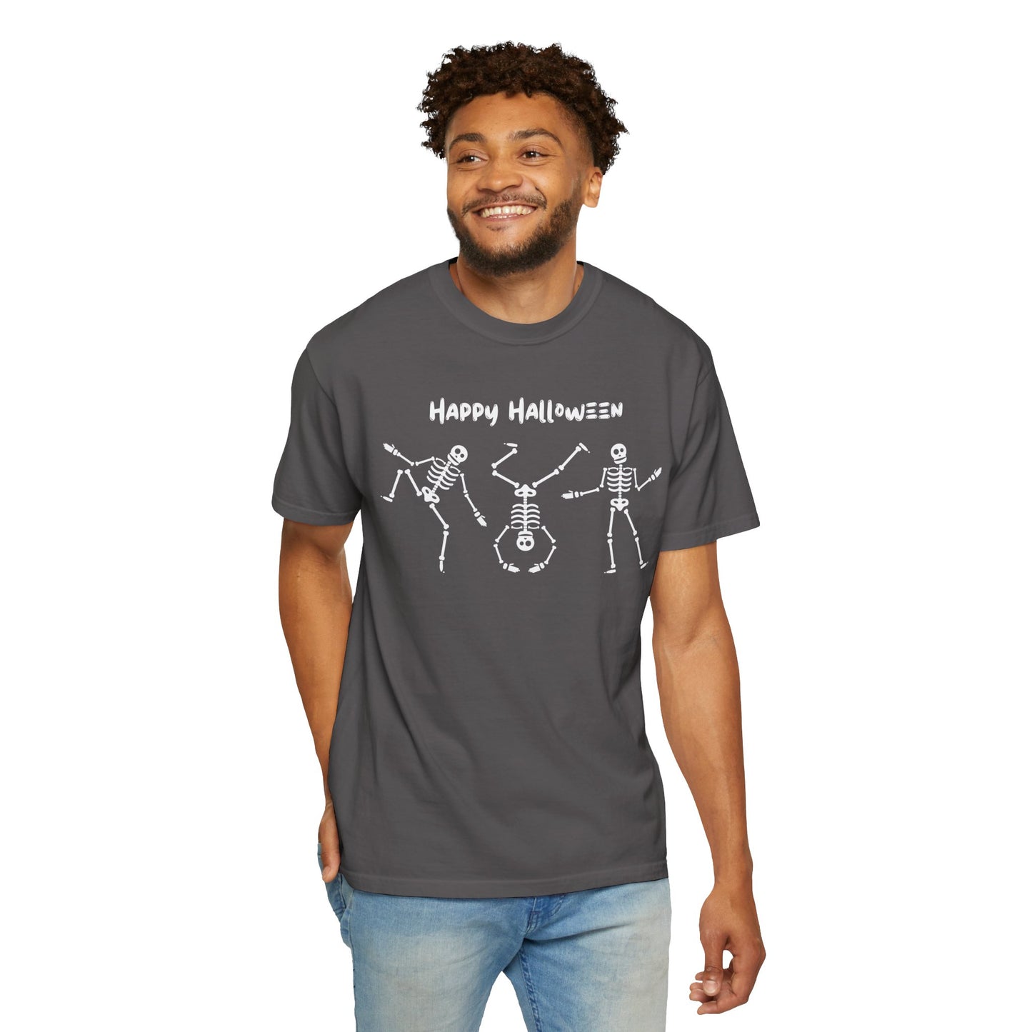 Happy Halloween Skeleton T-shirt, Unisex Halloween Tee, Spooky Season Shirt, Fall Festivity T-shirt, Fun Halloween Apparel