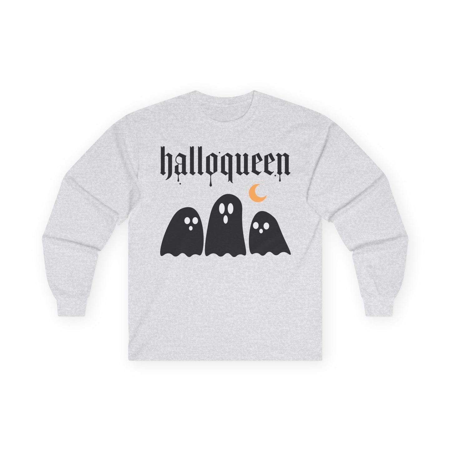 Unisex Halloween Ghosts Long Sleeve Tee - 'Halloqueen'