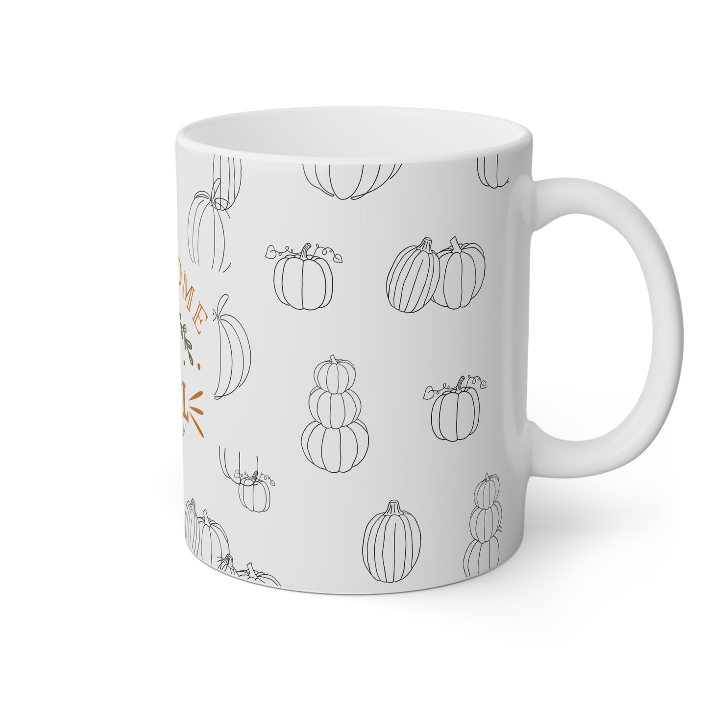 Fall Pumpkin Welcome Mug, 11oz Coffee Cup, Autumn Decor, Seasonal Drinkware, Thanksgiving Gift, Home and Kitchen