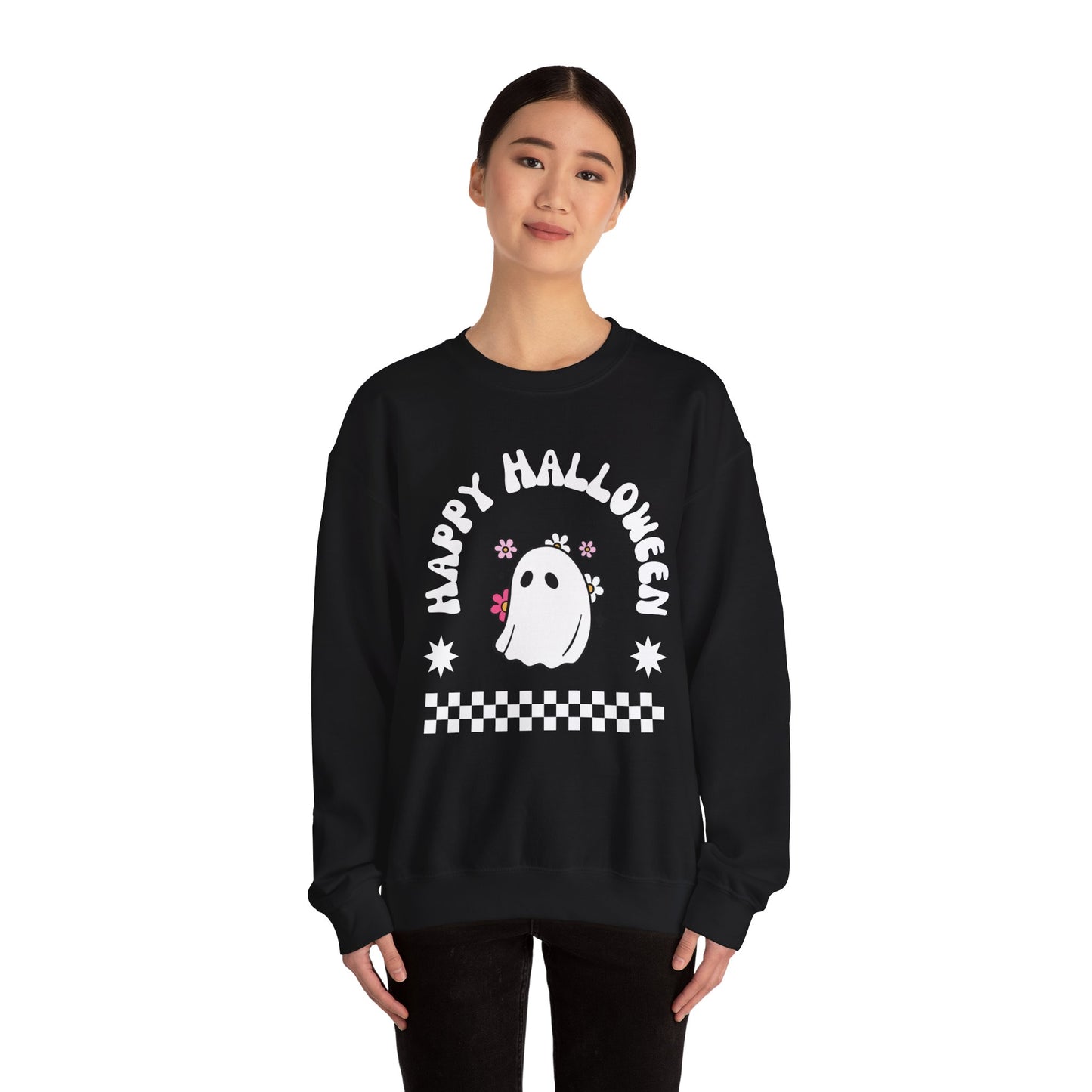 Halloween Ghost Sweatshirt, Cozy Unisex Crewneck, Fall Apparel, Spooky Season Top, Halloween Gift, Festival Clothing