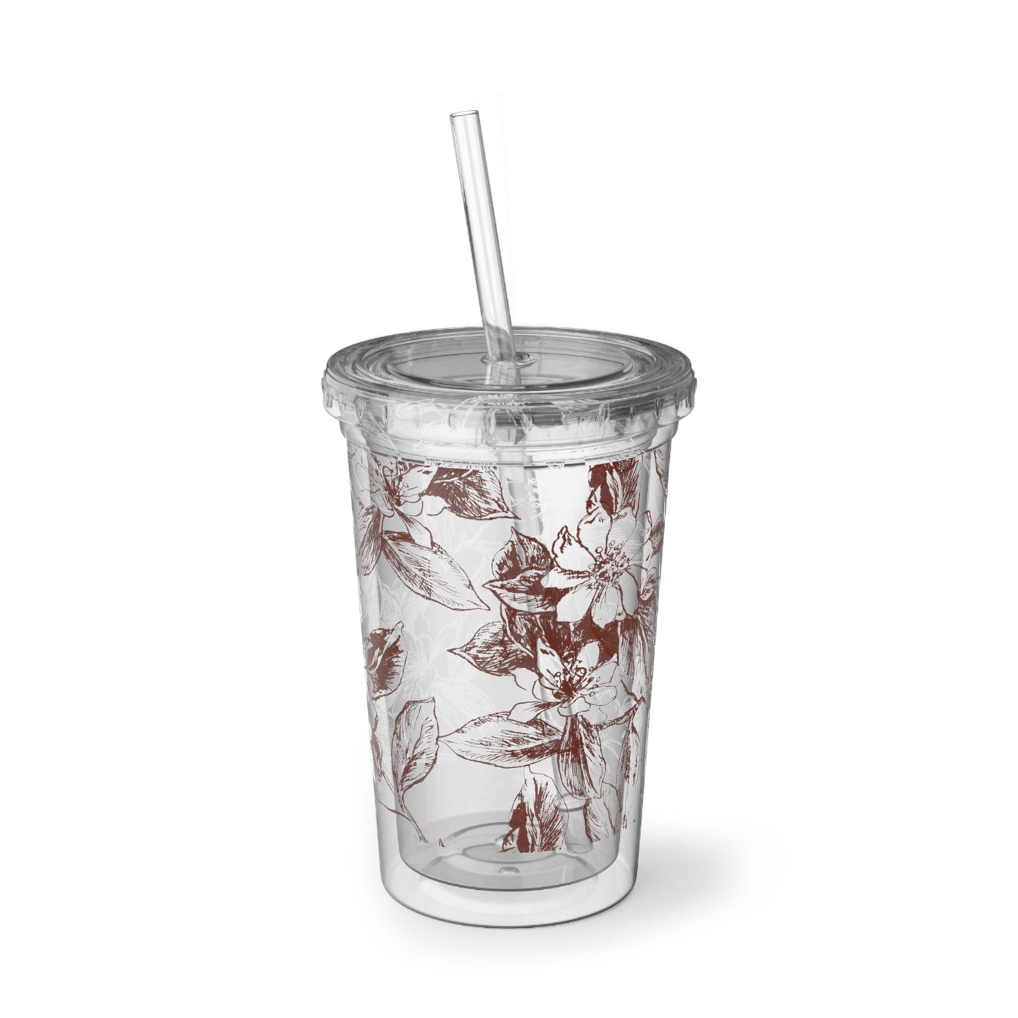 Floral Acrylic Cup, Stylish Drinkware, Lightweight Travel Tumbler, Modern Cup for Home/Office, Unique Gift for Her