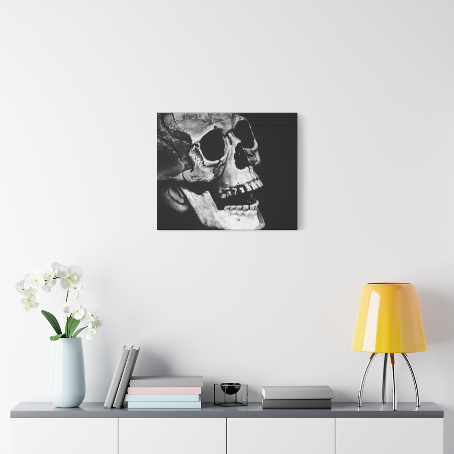 Black Skull Matte Canvas Art, Gothic Wall Decor, Halloween Decoration, Unique Home Aesthetic, Edgy Interior Design