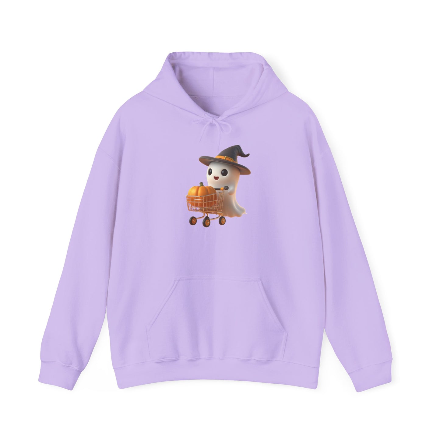 Friendly Ghost Shopper Halloween Hoodie, Unisex Pullover Sweatshirt for Fall, Cozy Halloween Sweatshirt, Ghost Lovers Gift, Spooky Season Apparel