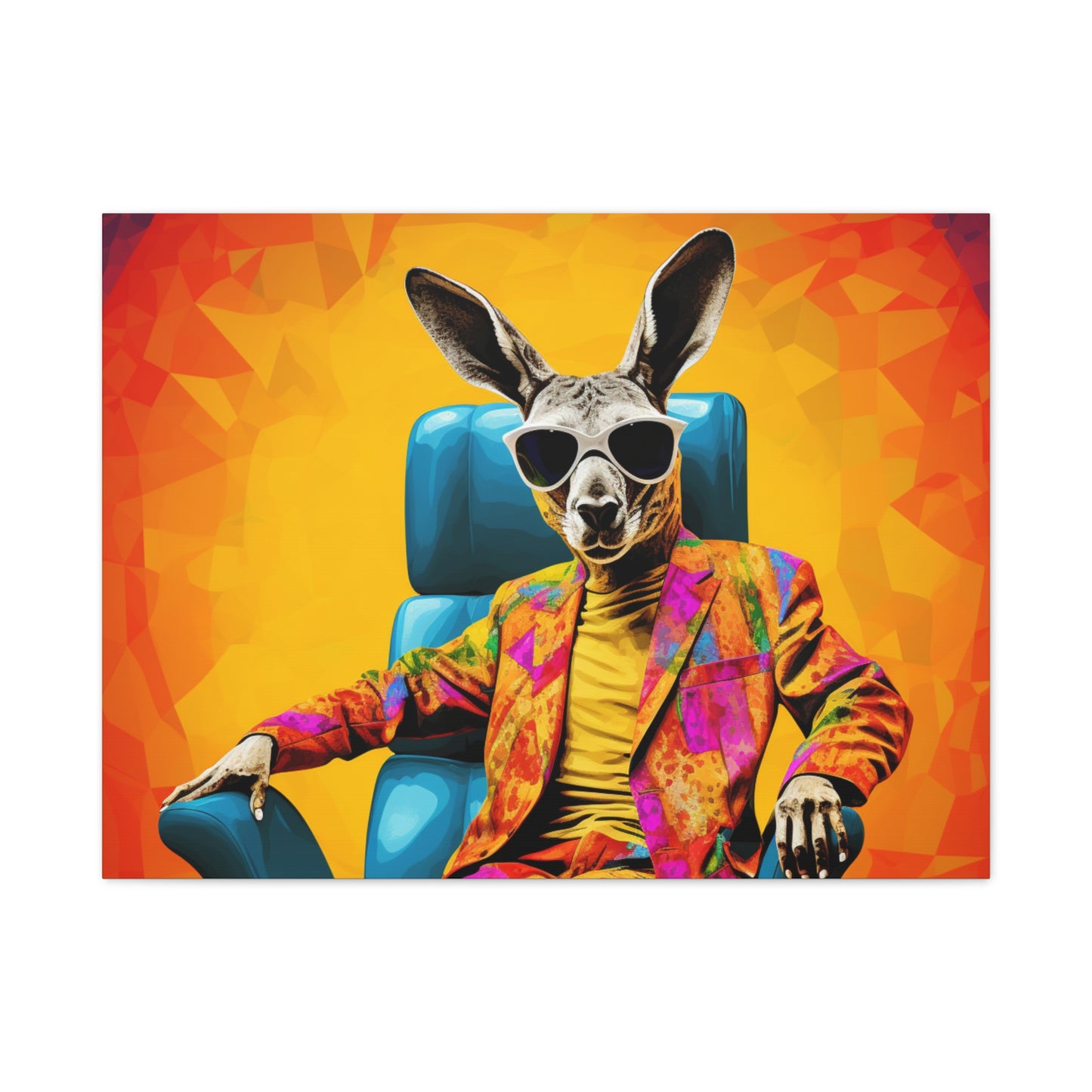 Colorful Kangaroo Wall Art - Retro Stretched Canvas