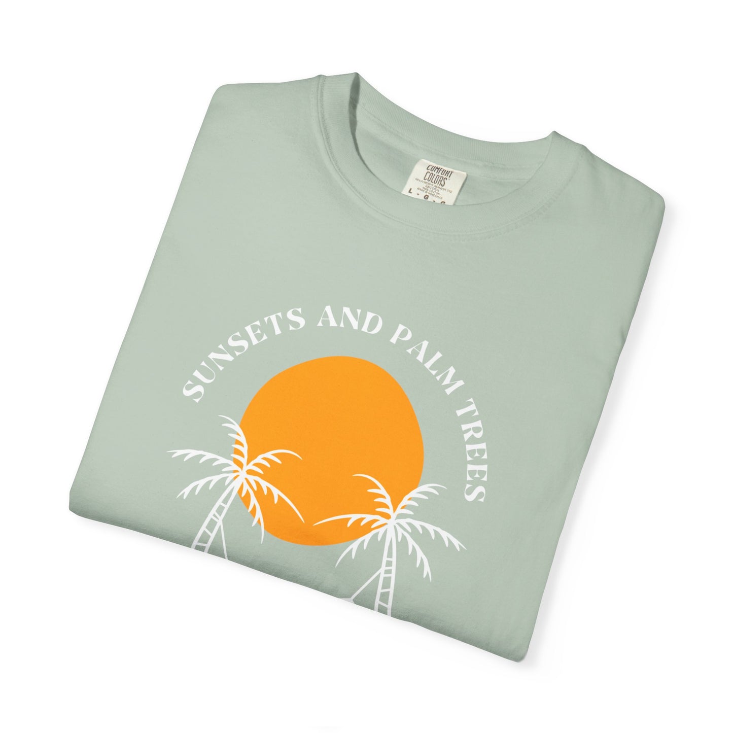 Sunset and Palm Trees T-shirt, Unisex Relaxed Tee, Summer Vibes Shirt, Vacation Attire, Beach Lover Gift, Casual Wear