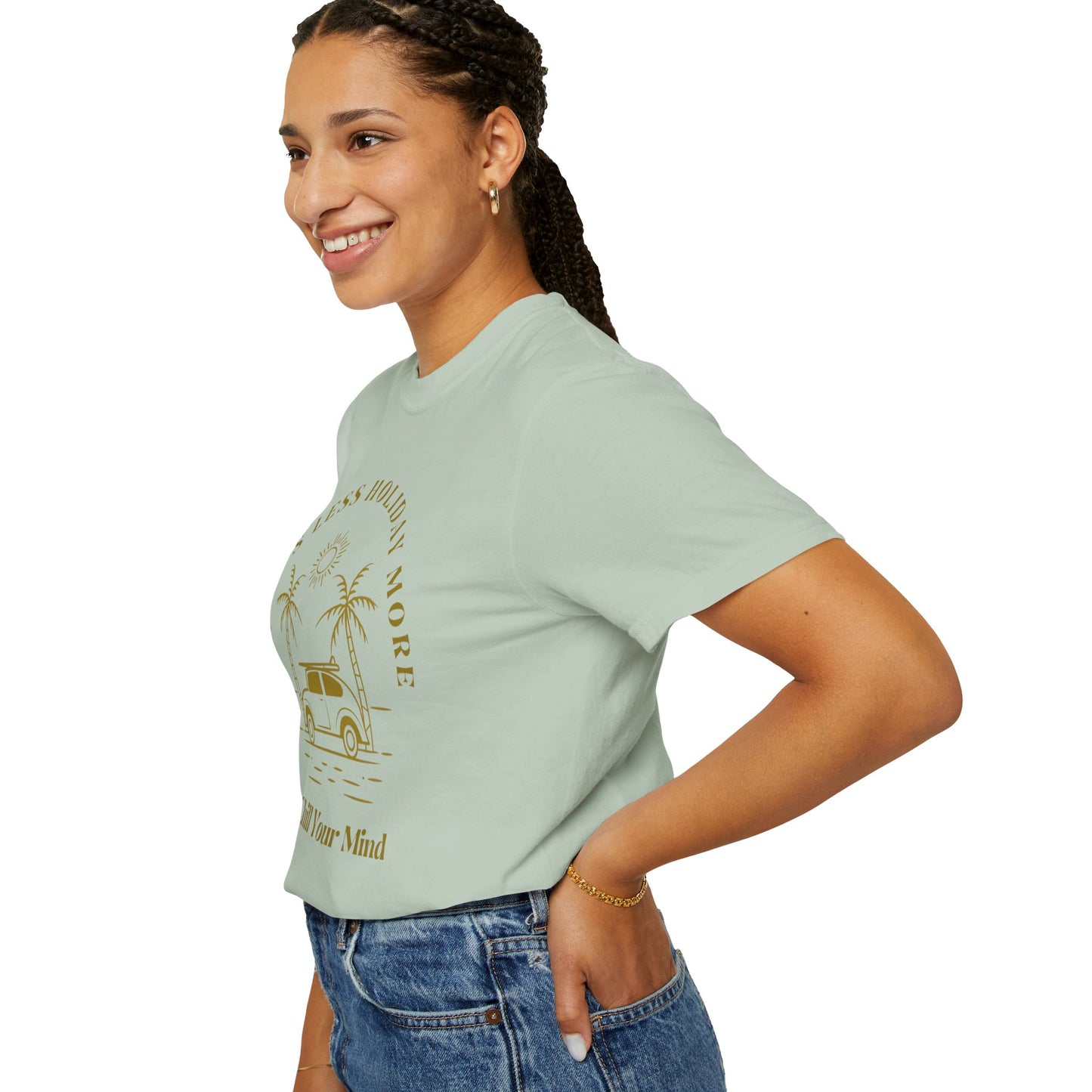 Chill Your Mind Garment-Dyed T-Shirt, Relaxed Summer Vibe Tee, Stress Less Holiday Shirt, Casual Travel Top, Gift for Beach Lovers