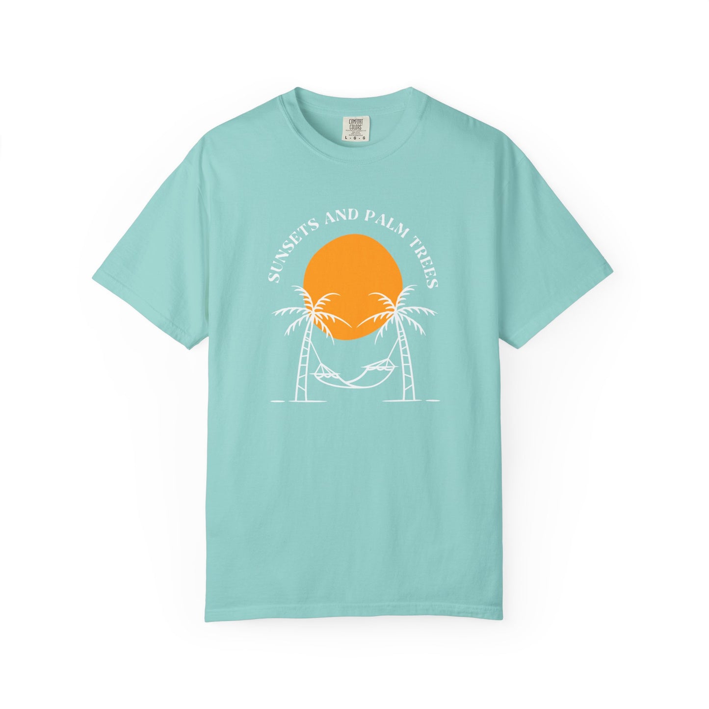 Sunset and Palm Trees T-shirt, Unisex Relaxed Tee, Summer Vibes Shirt, Vacation Attire, Beach Lover Gift, Casual Wear