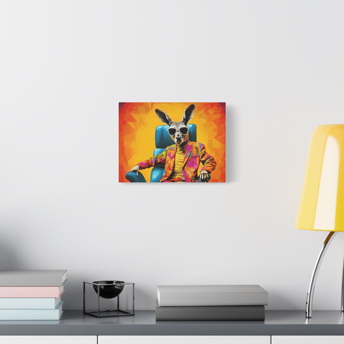 Colorful Kangaroo Wall Art - Retro Stretched Canvas