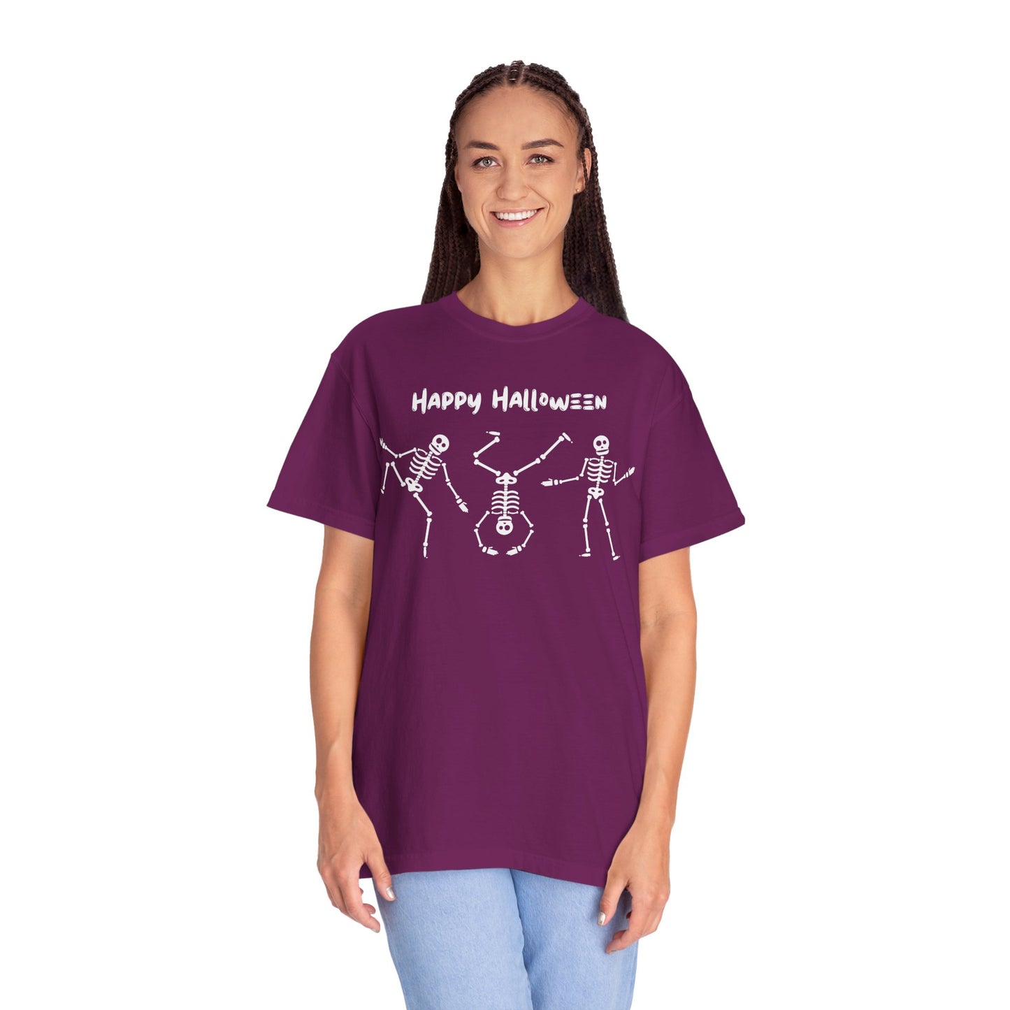 Happy Halloween Skeleton T-shirt, Unisex Halloween Tee, Spooky Season Shirt, Fall Festivity T-shirt, Fun Halloween Apparel