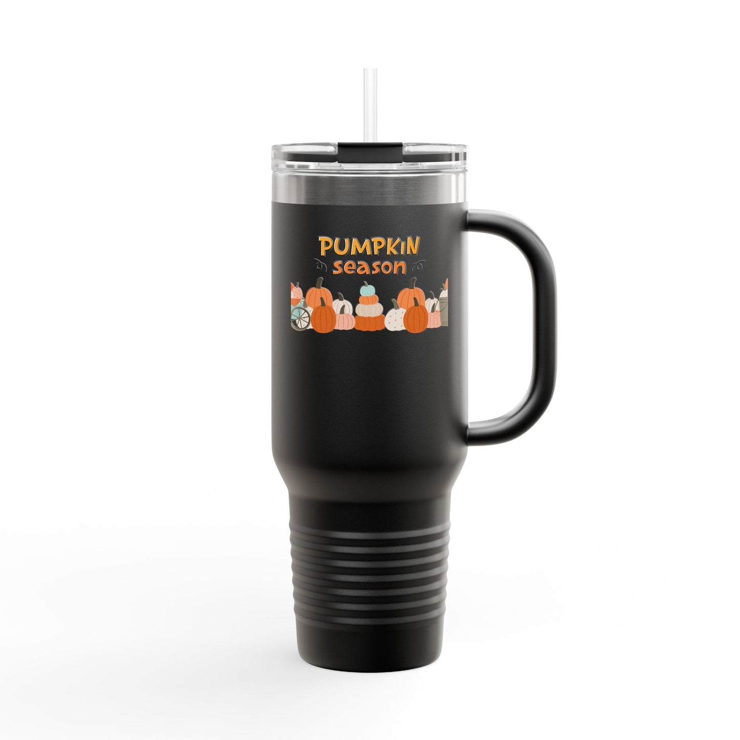 Pumpkin Season Insulated Travel Mug, Fall Coffee Cup, Autumn Beverage Tumbler, Cute Halloween Gift, Eco-Friendly Travel Accessory