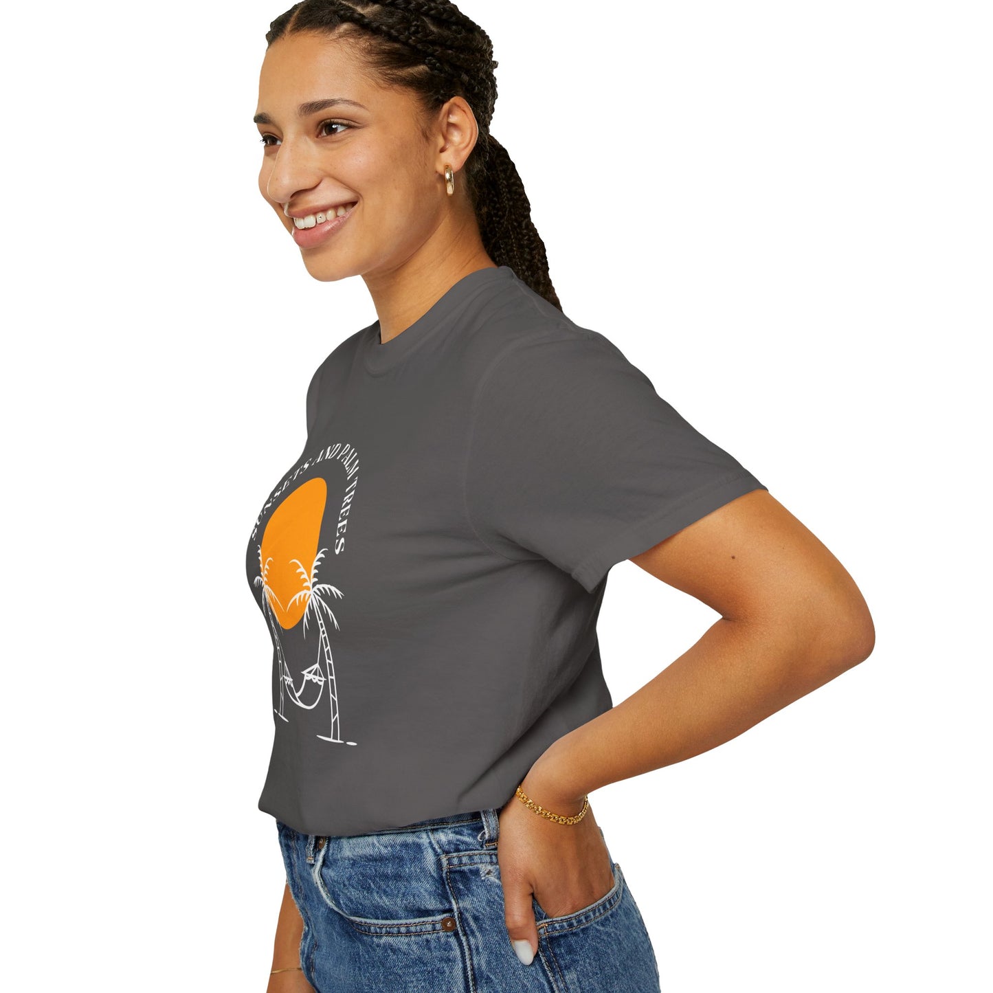Sunset and Palm Trees T-shirt, Unisex Relaxed Tee, Summer Vibes Shirt, Vacation Attire, Beach Lover Gift, Casual Wear