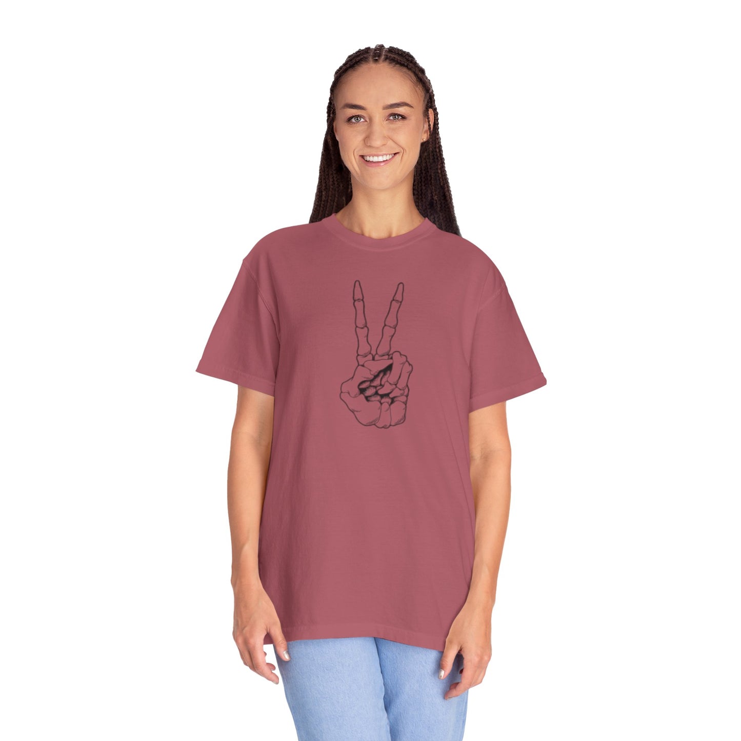 Peace To Death Unisex Garment-Dyed T-Shirt, Soft Graphic Tee for Casual Wear, Perfect for Earth Day, Music Festivals, and Relaxed Outings