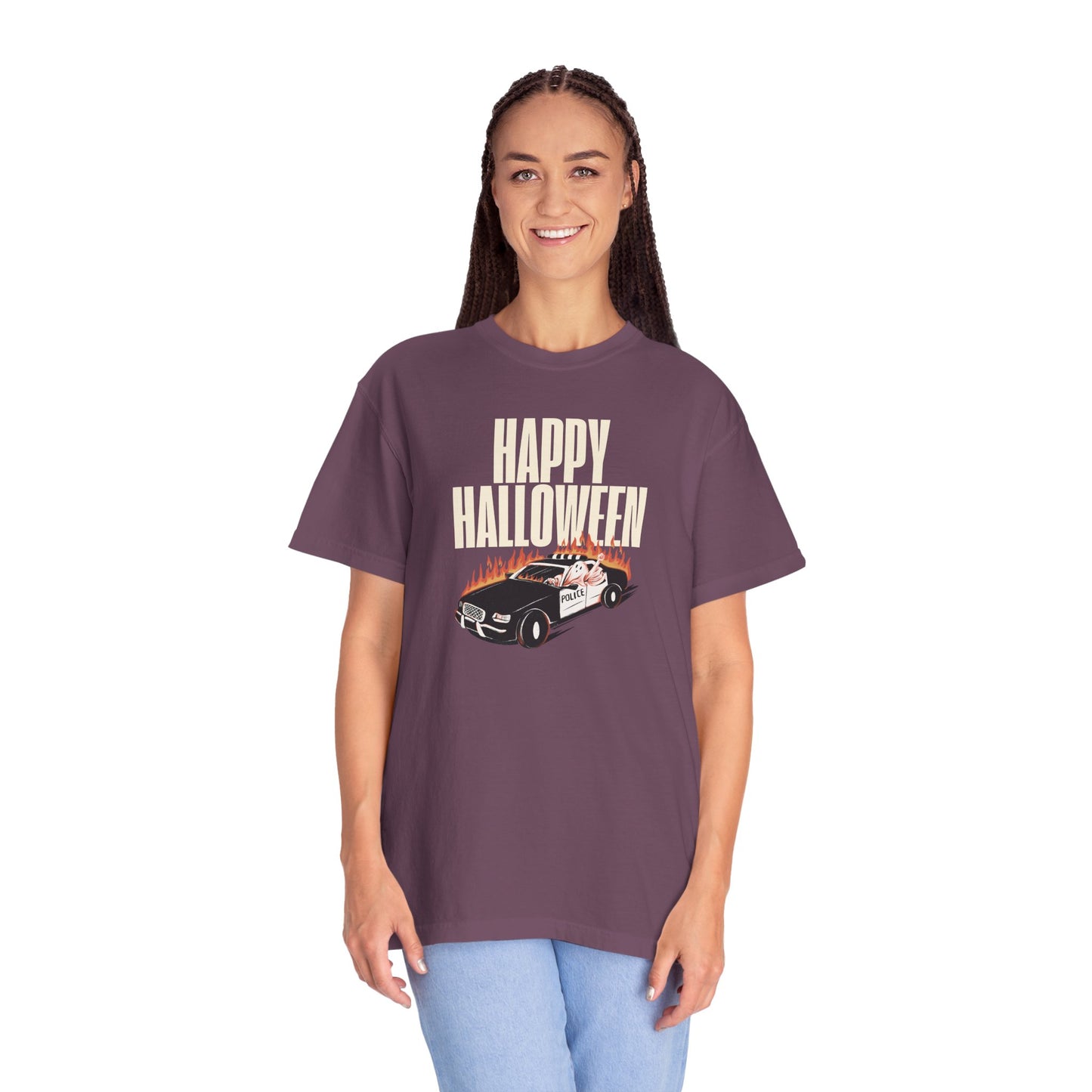 Halloween Car Graphic T-shirt, Unisex Spooky Tee, Fall Fashion, Halloween Costume, Retro Style Shirt, Gift for Halloween Lovers