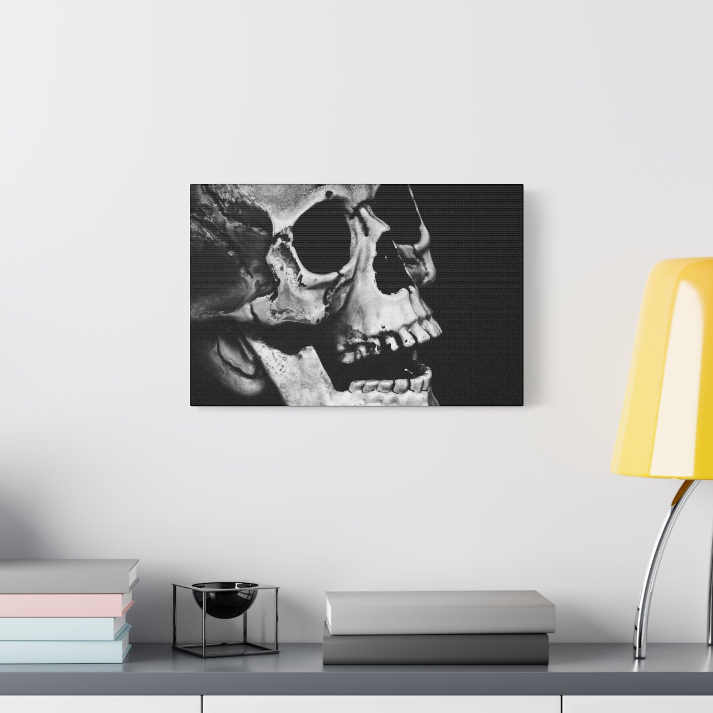 Black Skull Matte Canvas Art, Gothic Wall Decor, Halloween Decoration, Unique Home Aesthetic, Edgy Interior Design
