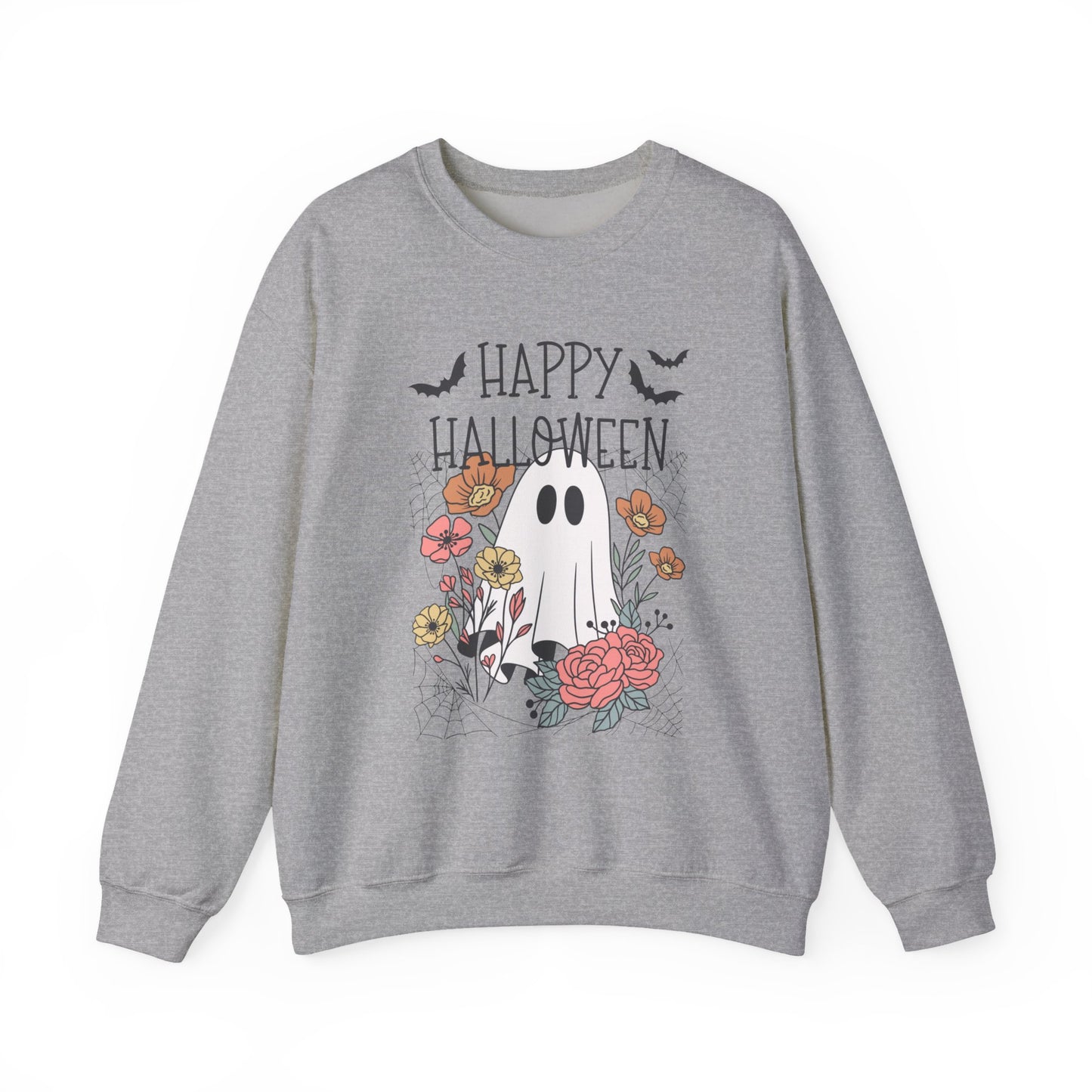 Happy Halloween Ghost Sweatshirt, Unisex Crewneck, Cozy Fall Apparel, Perfect Halloween Gift, Autumn Fashion, Spooky Season
