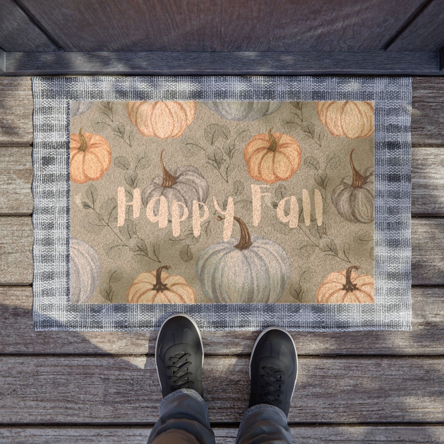 Happy Fall Doormat, Seasonal Door Mat, Autumn Welcome Mat, Pumpkin Decor, Fall Home Decor, Thanksgiving Greeting Mat