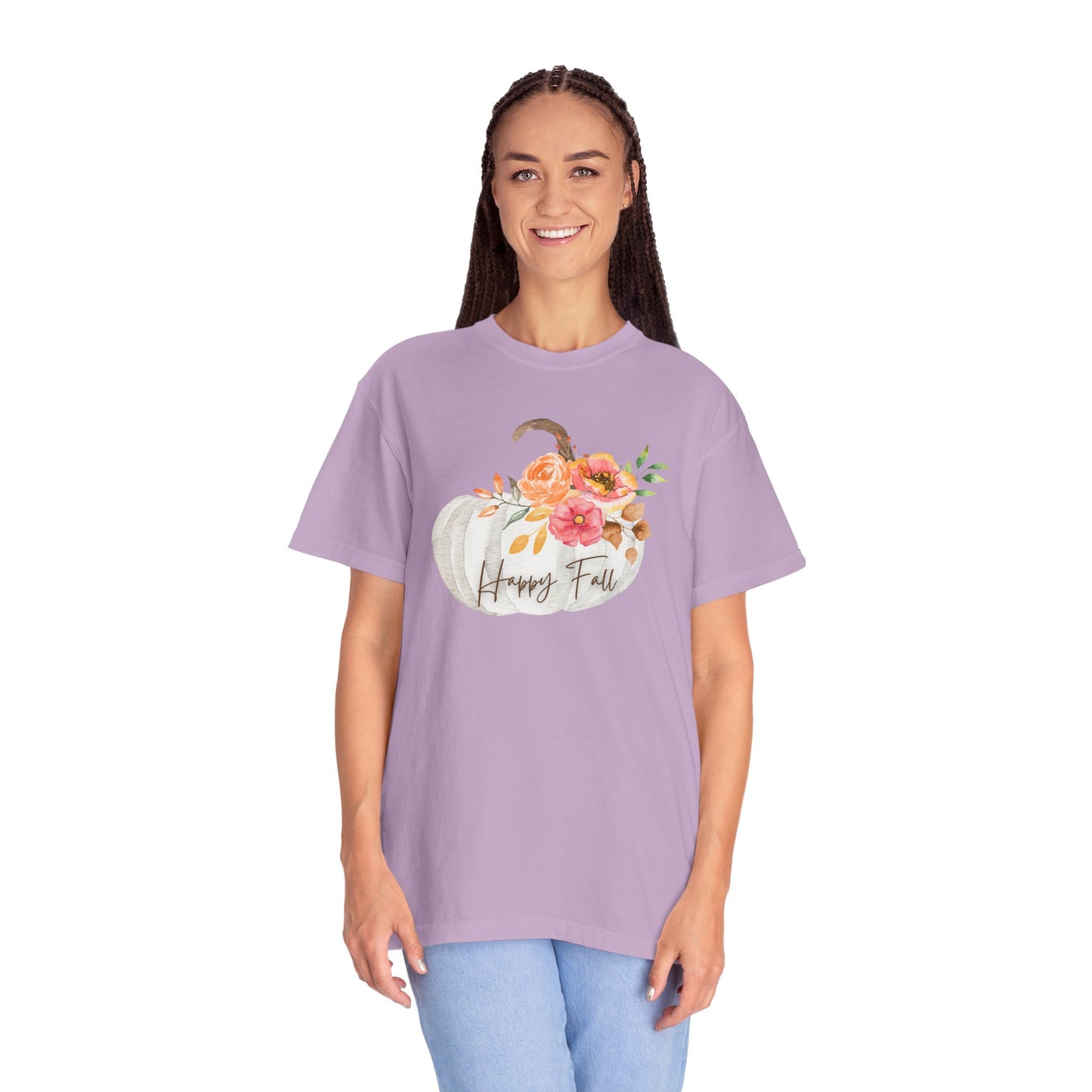 Happy Fall Pumpkin T-Shirt | Unisex Garment-Dyed Tee for Autumn, Thanksgiving, Fall Fashion, Pumpkin Lovers, Seasonal Style