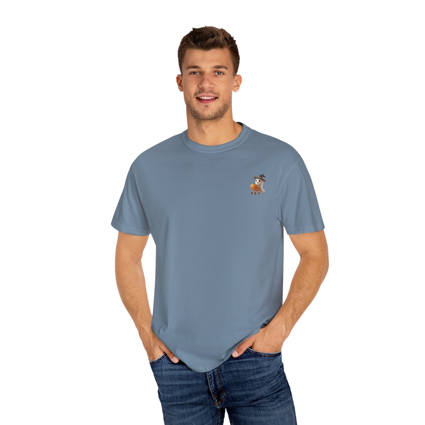 Casual Unisex Garment-Dyed T-Shirt, Ghost Shopping Trendy Graphic Tee for Everyday Wear, Summer Fashion, Gift for Him/Her