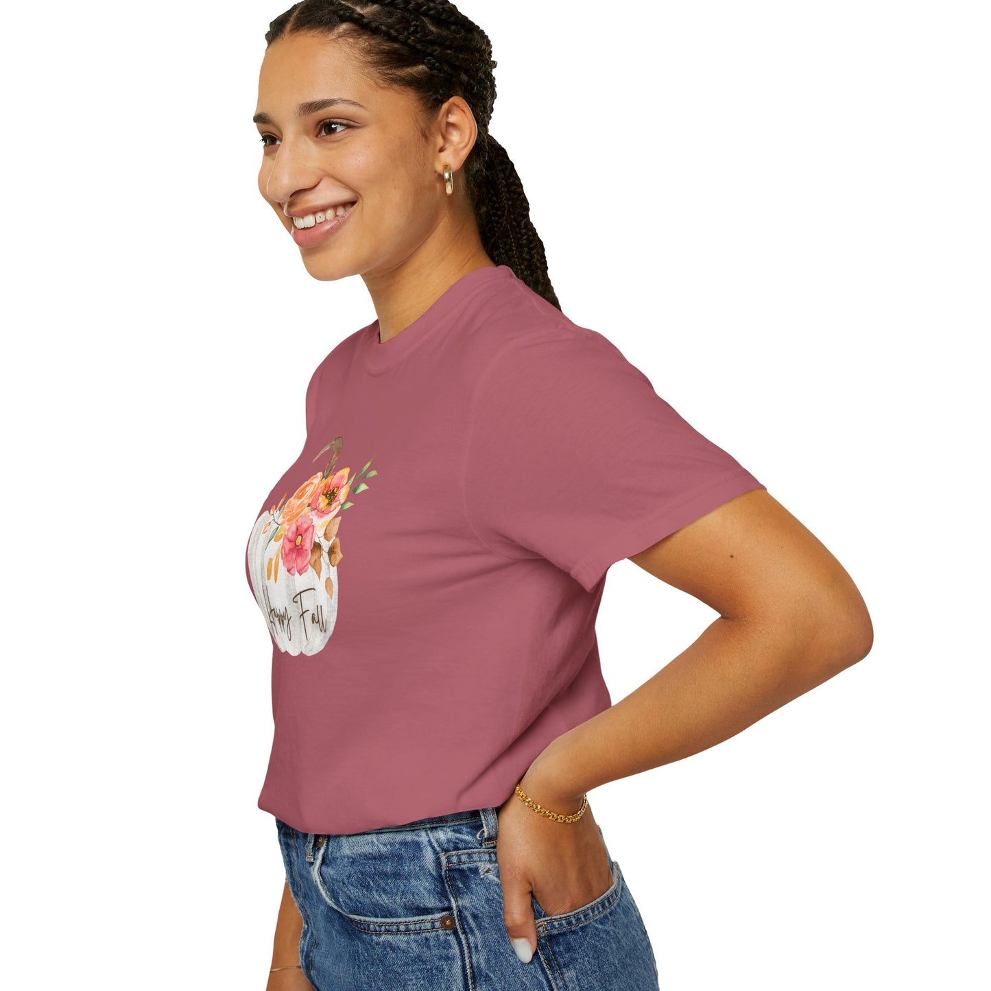 Happy Fall Pumpkin T-Shirt | Unisex Garment-Dyed Tee for Autumn, Thanksgiving, Fall Fashion, Pumpkin Lovers, Seasonal Style