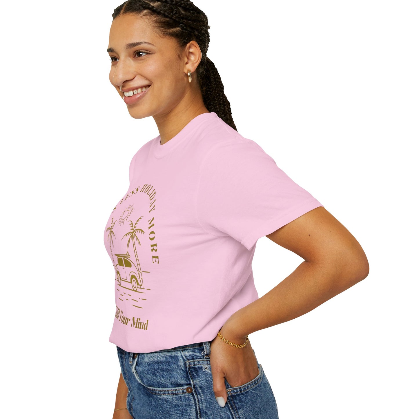 Chill Your Mind Garment-Dyed T-Shirt, Relaxed Summer Vibe Tee, Stress Less Holiday Shirt, Casual Travel Top, Gift for Beach Lovers