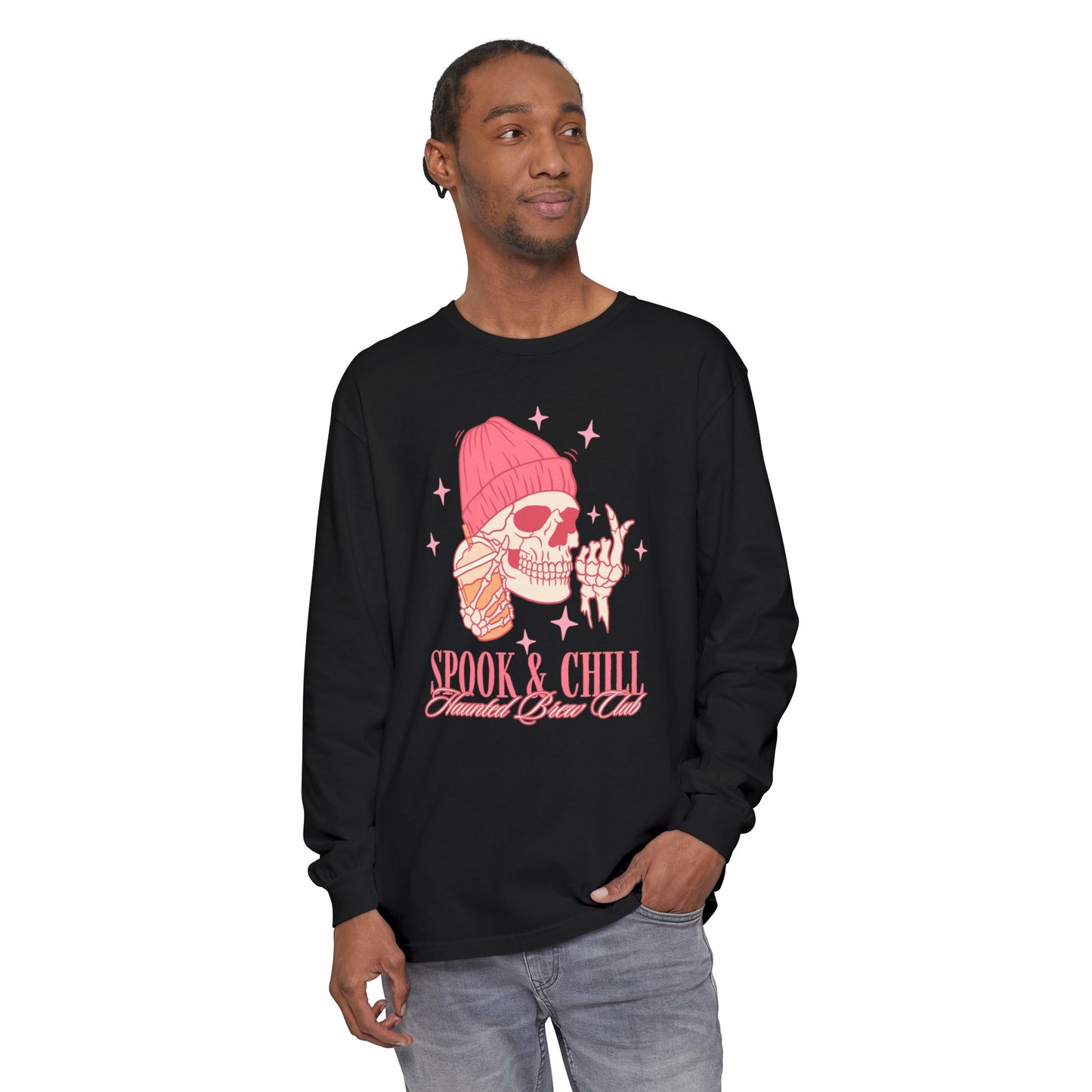 Spook & Chill Long Sleeve T-Shirt, Cozy Fall Fashion, Unisex Graphic Tee, Halloween Outfit, Trendy Gift for Friends