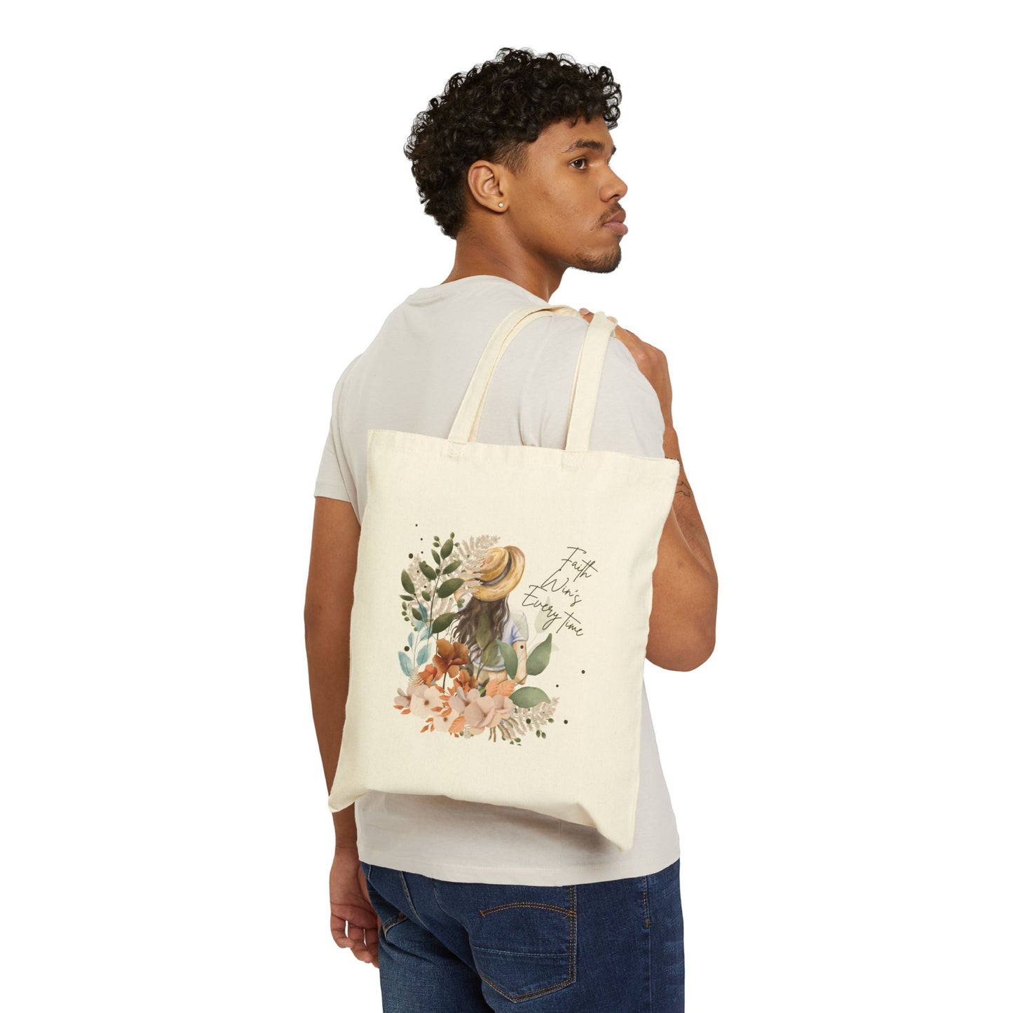 Floral Inspirational Cotton Canvas Tote Bag - Eco-Friendly, Reusable, Ideal for Everyday Use