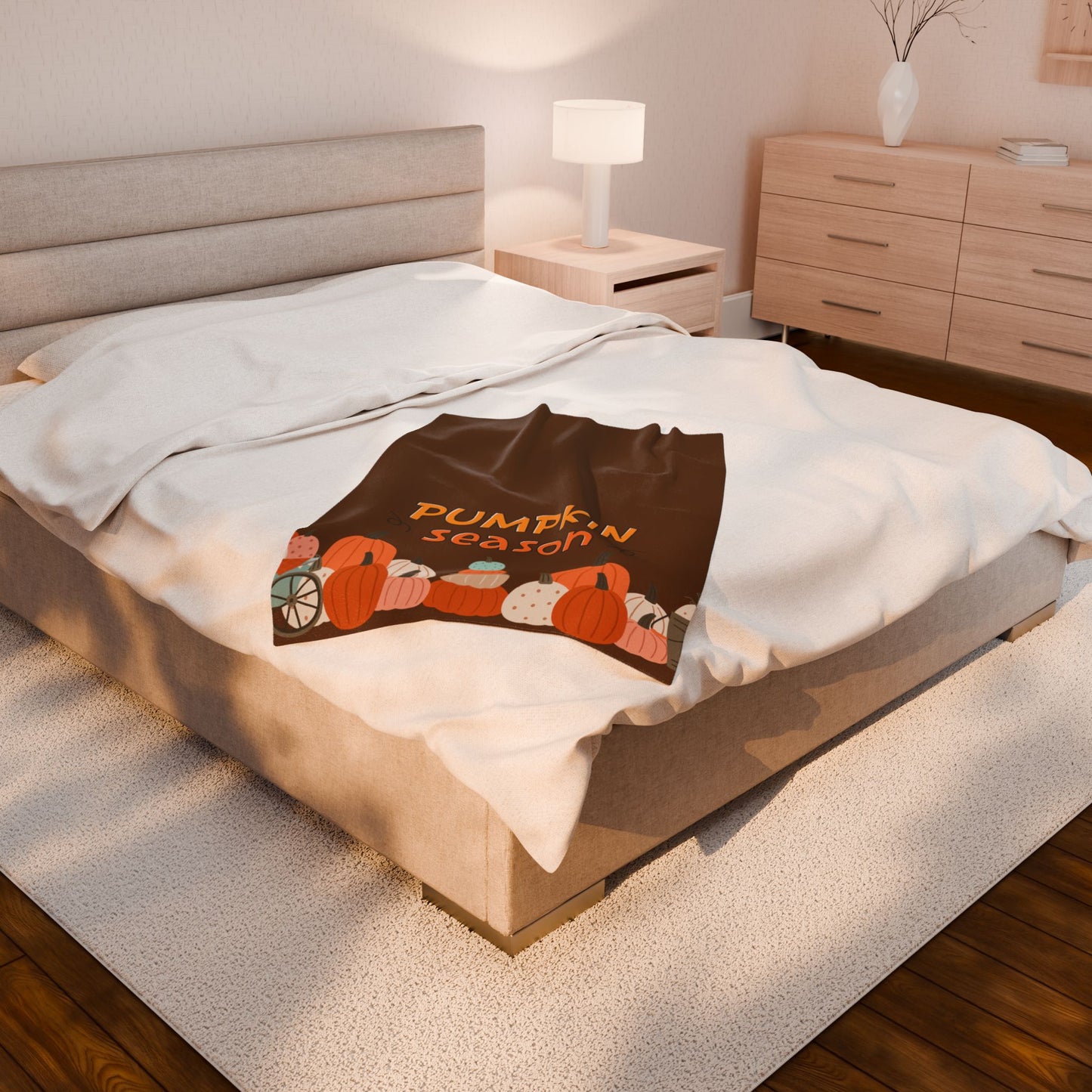 Cozy Pumpkin Season Plush Blanket | Fall Decor, Autumn Gift, Halloween Throw, Home Comfort, Seasonal Snuggles