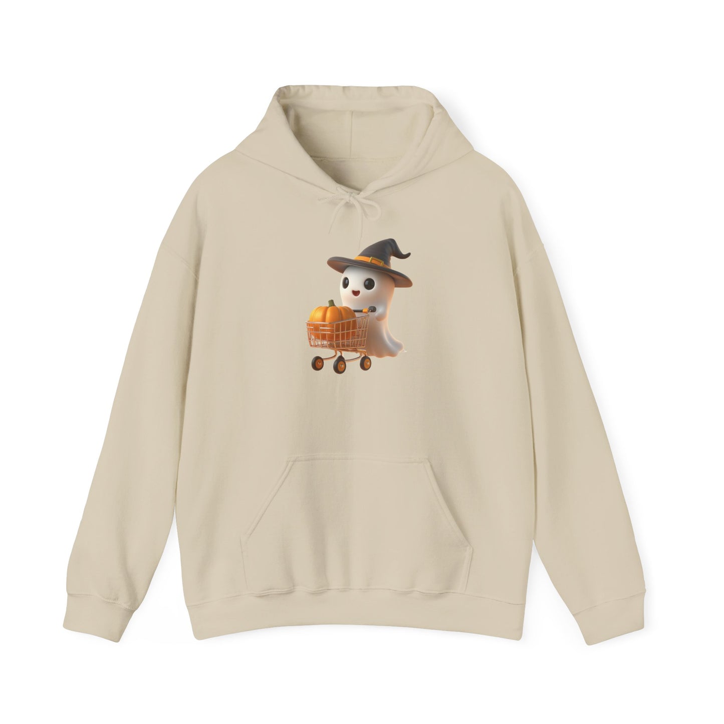 Friendly Ghost Shopper Halloween Hoodie, Unisex Pullover Sweatshirt for Fall, Cozy Halloween Sweatshirt, Ghost Lovers Gift, Spooky Season Apparel