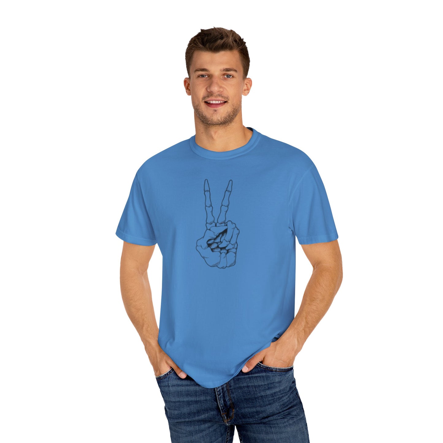 Peace To Death Unisex Garment-Dyed T-Shirt, Soft Graphic Tee for Casual Wear, Perfect for Earth Day, Music Festivals, and Relaxed Outings