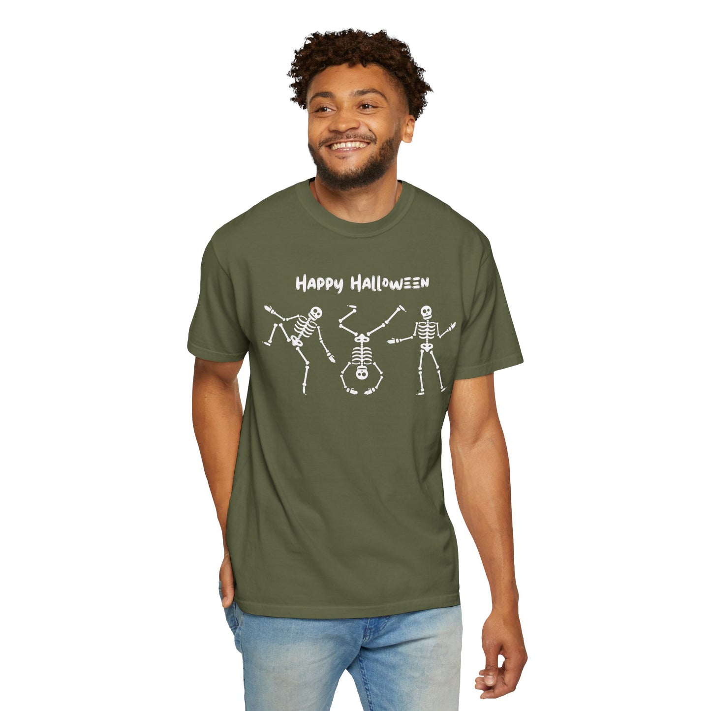 Happy Halloween Skeleton T-shirt, Unisex Halloween Tee, Spooky Season Shirt, Fall Festivity T-shirt, Fun Halloween Apparel