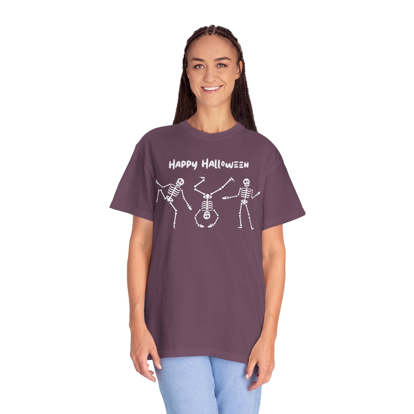 Happy Halloween Skeleton T-shirt, Unisex Halloween Tee, Spooky Season Shirt, Fall Festivity T-shirt, Fun Halloween Apparel