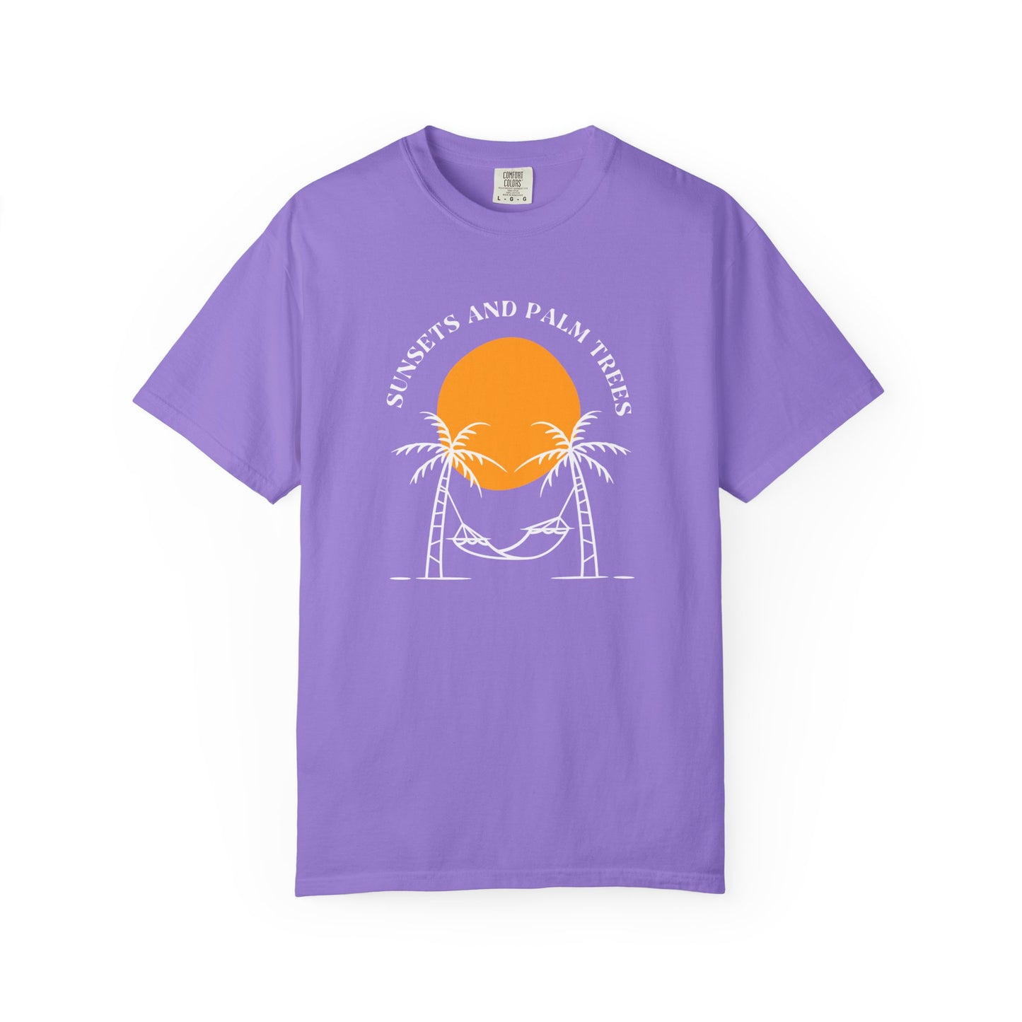 Sunset and Palm Trees T-shirt, Unisex Relaxed Tee, Summer Vibes Shirt, Vacation Attire, Beach Lover Gift, Casual Wear