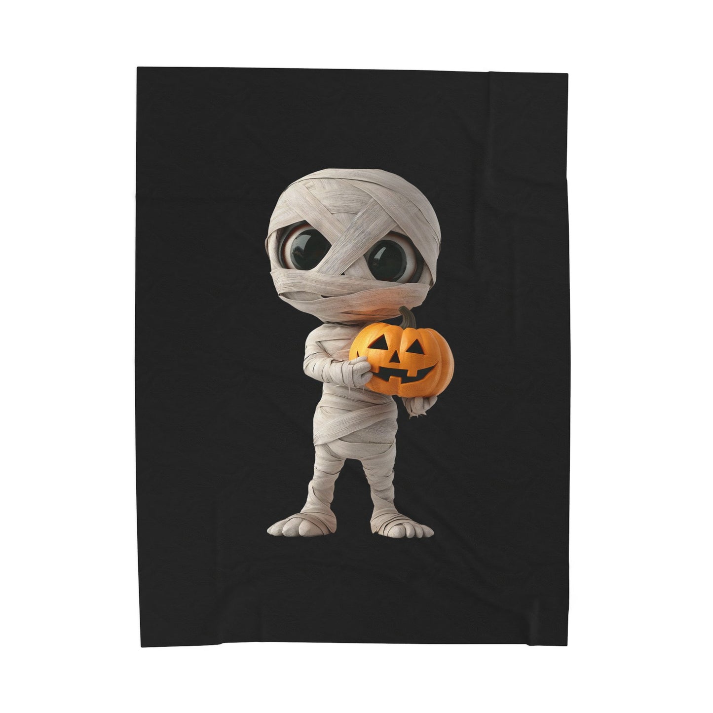 Mummy Pumpkin Halloween Blanket | Cozy Velveteen Plush Throw for Fall, Trick or Treat, Spooky Decor, Kid's Room, Halloween Gift