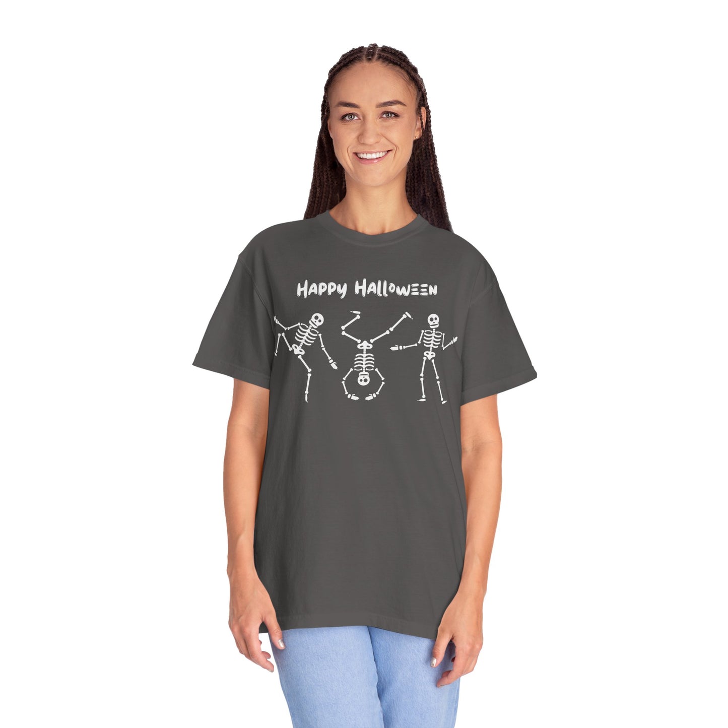 Happy Halloween Skeleton T-shirt, Unisex Halloween Tee, Spooky Season Shirt, Fall Festivity T-shirt, Fun Halloween Apparel