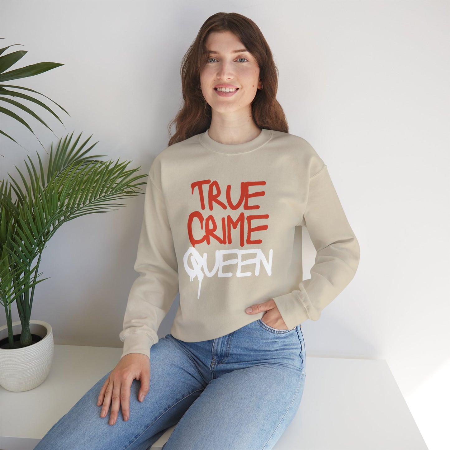 True Crime Queen Sweatshirt - Cozy Unisex Crewneck for True Crime Lovers, Comfortable Gift, Fall Fashion, Halloween Apparel