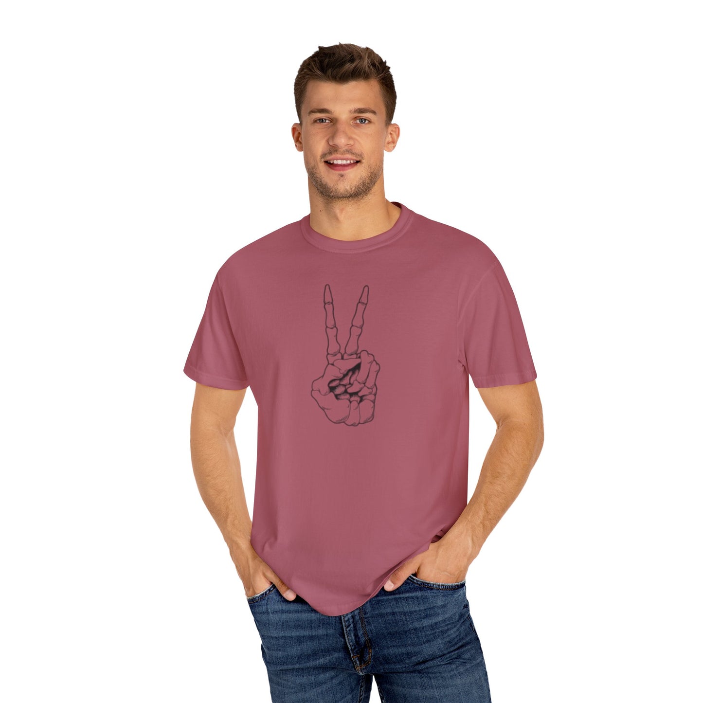 Peace To Death Unisex Garment-Dyed T-Shirt, Soft Graphic Tee for Casual Wear, Perfect for Earth Day, Music Festivals, and Relaxed Outings