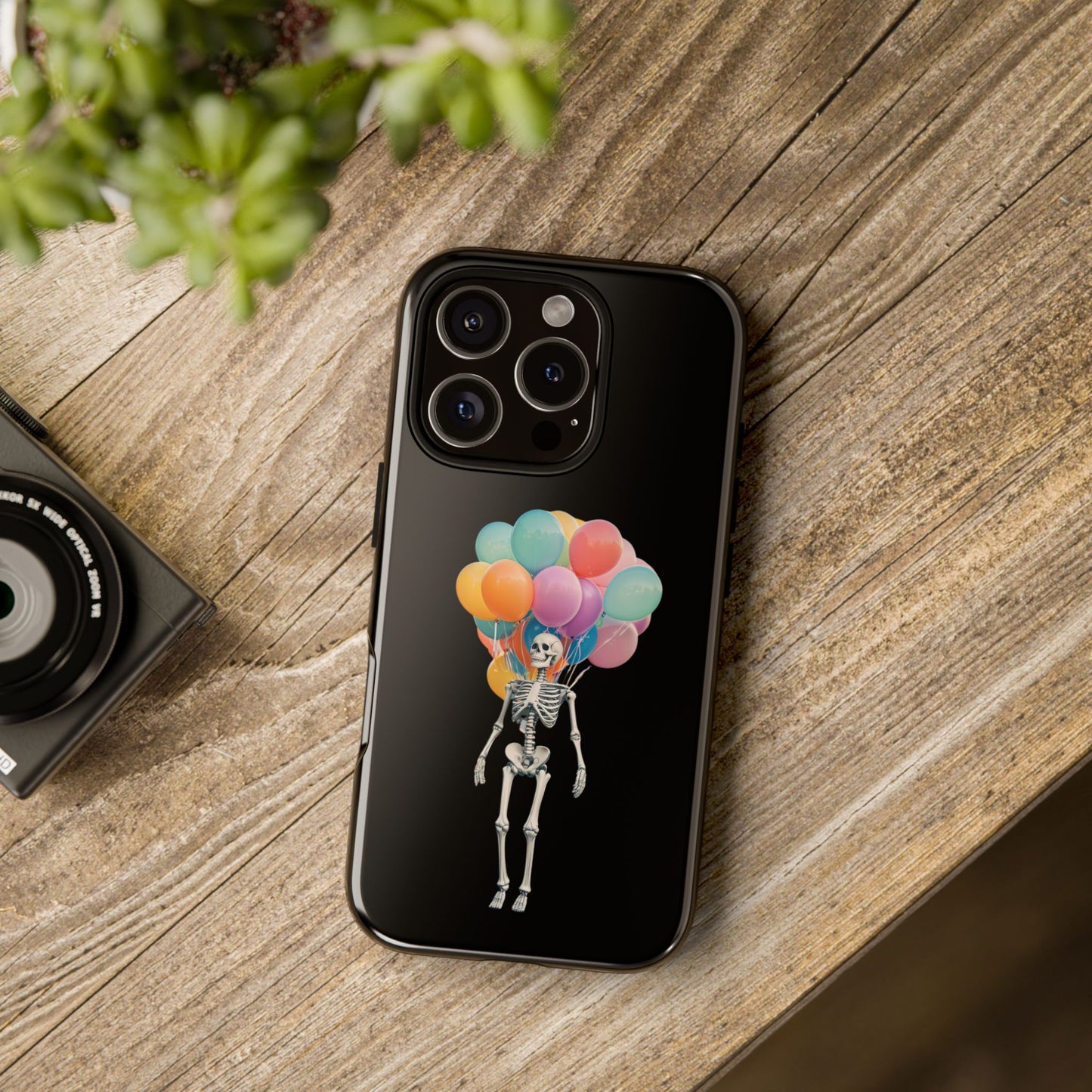 Skeleton Balloon Phone Case, Fun Halloween Gift, Unique Skeleton Design, Cute Phone Cover, Spooky Decor