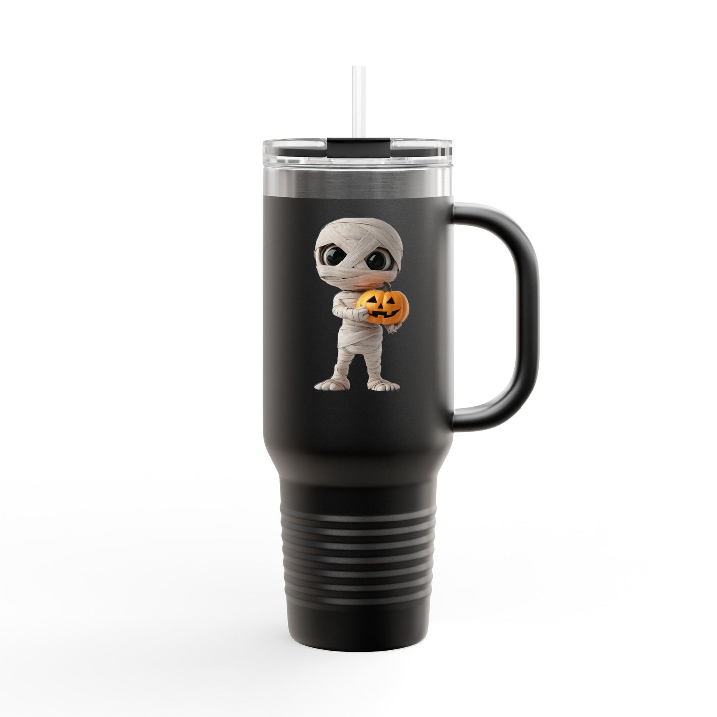 Halloween Mummy Pumpkin Insulated Travel Mug, 40oz | Whimsical Mummy Design, Perfect for Fall, Gifts, Trick-or-Treat, Coffee Lovers, Eco-Friendly