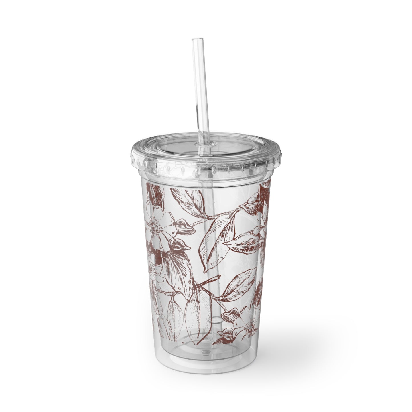 Floral Acrylic Cup, Stylish Drinkware, Lightweight Travel Tumbler, Modern Cup for Home/Office, Unique Gift for Her